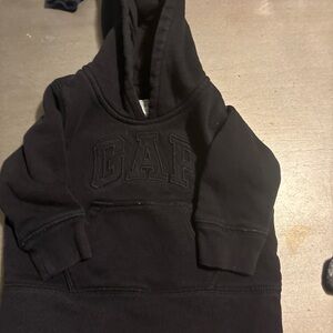 GAP Kids Black Pullover Hoodie with Embossed Logo